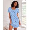 Ekouaer Nightgowns for Women Cotton Night Gown 3 Pack Sleep Shirts Short Sleeve Nightshirt Soft Sleepwear Nightdress(Black/Navy Blue/Blue Stars)
