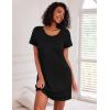 Ekouaer Nightgowns for Women Cotton Night Gown 3 Pack Sleep Shirts Short Sleeve Nightshirt Soft Sleepwear Nightdress(Black/Navy Blue/Grey Stripes)