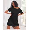 Ekouaer Nightgowns for Women Cotton Night Gown 3 Pack Sleep Shirts Short Sleeve Nightshirt Soft Sleepwear Nightdress(Black/Navy Blue/Grey Stripes)