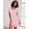 Ekouaer Nightgowns for Women Cotton Night Gown 3 Pack Sleep Shirts Short Sleeve Nightshirt Soft Sleepwear Nightdress(Black/Navy Blue/Pink Florals)