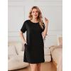 Ekouaer Nightgowns for Women Cotton Sleep Shirts Tshirt Nightshirt Casual Sleepdress Pullover Dress with Pockets S-3XL(Black)