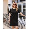 Ekouaer Nightgowns for Women Cotton Sleep Shirts Tshirt Nightshirt Casual Sleepdress Pullover Dress with Pockets S-3XL(Black)