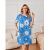 Ekouaer Nightgowns for Women Cotton Sleep Shirts Tshirt Nightshirt Casual Sleepdress Pullover Dress with Pockets S-3XL(Blue Flower)