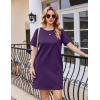 Ekouaer Nightgowns for Women Cotton Sleep Shirts Tshirt Nightshirt Casual Sleepdress Pullover Dress with Pockets S-3XL(Dark Purple)