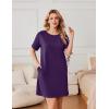 Ekouaer Nightgowns for Women Cotton Sleep Shirts Tshirt Nightshirt Casual Sleepdress Pullover Dress with Pockets S-3XL(Dark Purple)