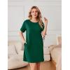 Ekouaer Nightgowns for Women Cotton Sleep Shirts Tshirt Nightshirt Casual Sleepdress Pullover Dress with Pockets S-3XL(Evergreen)
