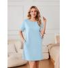Ekouaer Nightgowns for Women Cotton Sleep Shirts Tshirt Nightshirt Casual Sleepdress Pullover Dress with Pockets S-3XL(Light Blue)