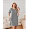 Ekouaer Nightgowns for Women Cotton Sleep Shirts Tshirt Nightshirt Casual Sleepdress Pullover Dress with Pockets S-3XL(Light Gray)