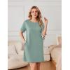Ekouaer Nightgowns for Women Cotton Sleep Shirts Tshirt Nightshirt Casual Sleepdress Pullover Dress with Pockets S-3XL(Light Green)