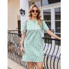 Ekouaer Nightgowns for Women Cotton Sleep Shirts Tshirt Nightshirt Casual Sleepdress Pullover Dress with Pockets S-3XL(Light Green Flowers)