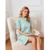 Ekouaer Nightgowns for Women Cotton Sleep Shirts Tshirt Nightshirt Casual Sleepdress Pullover Dress with Pockets S-3XL(Light Green Flowers)