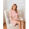 Ekouaer Nightgowns for Women Cotton Sleep Shirts Tshirt Nightshirt Casual Sleepdress Pullover Dress with Pockets S-3XL(Light Pink)
