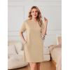 Ekouaer Nightgowns for Women Cotton Sleep Shirts Tshirt Nightshirt Casual Sleepdress Pullover Dress with Pockets S-3XL(Light Yellow)