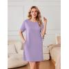 Ekouaer Nightgowns for Women Cotton Sleep Shirts Tshirt Nightshirt Casual Sleepdress Pullover Dress with Pockets S-3XL(Lilac)