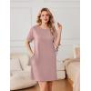 Ekouaer Nightgowns for Women Cotton Sleep Shirts Tshirt Nightshirt Casual Sleepdress Pullover Dress with Pockets S-3XL(Lotus Pink)
