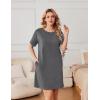 Ekouaer Nightgowns for Women Cotton Sleep Shirts Tshirt Nightshirt Casual Sleepdress Pullover Dress with Pockets S-3XL(Medium Gray)