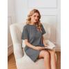 Ekouaer Nightgowns for Women Cotton Sleep Shirts Tshirt Nightshirt Casual Sleepdress Pullover Dress with Pockets S-3XL(Medium Gray)