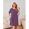 Ekouaer Nightgowns for Women Cotton Sleep Shirts Tshirt Nightshirt Casual Sleepdress Pullover Dress with Pockets S-3XL(Mulberry)