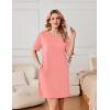 Ekouaer Nightgowns for Women Cotton Sleep Shirts Tshirt Nightshirt Casual Sleepdress Pullover Dress with Pockets S-3XL(Orange Pink)
