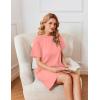 Ekouaer Nightgowns for Women Cotton Sleep Shirts Tshirt Nightshirt Casual Sleepdress Pullover Dress with Pockets S-3XL(Orange Pink)