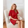 Ekouaer Nightgowns for Women Cotton Sleep Shirts Tshirt Nightshirt Casual Sleepdress Pullover Dress with Pockets S-3XL(Teal Red)