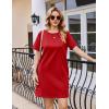 Ekouaer Nightgowns for Women Cotton Sleep Shirts Tshirt Nightshirt Casual Sleepdress Pullover Dress with Pockets S-3XL(Teal Red)