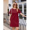 Ekouaer Nightgowns for Women Cotton Sleep Shirts Tshirt Nightshirt Casual Sleepdress Pullover Dress with Pockets S-3XL(Wine Red)