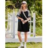 Ekouaer Nightgowns for Women Short Sleeve Sleepshirts Crew Neck Nightshirts Color Block Pajamas Dress Soft Sleepwear(Black)