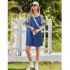 Ekouaer Nightgowns for Women Short Sleeve Sleepshirts Crew Neck Nightshirts Color Block Pajamas Dress Soft Sleepwear(Blue)