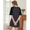 Ekouaer Nightgowns for Women Short Sleeve Sleepshirts Crew Neck Nightshirts Color Block Pajamas Dress Soft Sleepwear(Dark Grey)