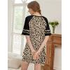 Ekouaer Nightgowns for Women Short Sleeve Sleepshirts Crew Neck Nightshirts Color Block Pajamas Dress Soft Sleepwear(Leopard Print)