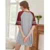 Ekouaer Nightgowns for Women Short Sleeve Sleepshirts Crew Neck Nightshirts Color Block Pajamas Dress Soft Sleepwear(Light Grey)