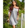 Ekouaer Nightgowns for Women Short Sleeve Sleepshirts Crew Neck Nightshirts Color Block Pajamas Dress Soft Sleepwear(Light Grey)