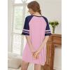 Ekouaer Nightgowns for Women Short Sleeve Sleepshirts Crew Neck Nightshirts Color Block Pajamas Dress Soft Sleepwear(Light Pink)