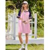 Ekouaer Nightgowns for Women Short Sleeve Sleepshirts Crew Neck Nightshirts Color Block Pajamas Dress Soft Sleepwear(Light Pink)