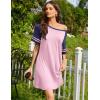 Ekouaer Nightgowns for Women Short Sleeve Sleepshirts Crew Neck Nightshirts Color Block Pajamas Dress Soft Sleepwear(Light Pink)