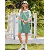 Ekouaer Nightgowns for Women Short Sleeve Sleepshirts Crew Neck Nightshirts Color Block Pajamas Dress Soft Sleepwear(Mint Green)