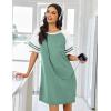 Ekouaer Nightgowns for Women Short Sleeve Sleepshirts Crew Neck Nightshirts Color Block Pajamas Dress Soft Sleepwear(Mint Green)