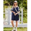 Ekouaer Nightgowns for Women Short Sleeve Sleepshirts Crew Neck Nightshirts Color Block Pajamas Dress Soft Sleepwear(Navy Blue)