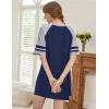 Ekouaer Nightgowns for Women Short Sleeve Sleepshirts Crew Neck Nightshirts Color Block Pajamas Dress Soft Sleepwear(Navy Blue)