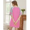 Ekouaer Nightgowns for Women Short Sleeve Sleepshirts Crew Neck Nightshirts Color Block Pajamas Dress Soft Sleepwear(Peach Pink)