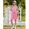 Ekouaer Nightgowns for Women Short Sleeve Sleepshirts Crew Neck Nightshirts Color Block Pajamas Dress Soft Sleepwear(Peach Pink)