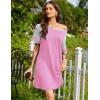 Ekouaer Nightgowns for Women Short Sleeve Sleepshirts Crew Neck Nightshirts Color Block Pajamas Dress Soft Sleepwear(Peach Pink)