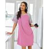 Ekouaer Nightgowns for Women Short Sleeve Sleepshirts Crew Neck Nightshirts Color Block Pajamas Dress Soft Sleepwear(Peach Pink)
