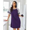 Ekouaer Nightgowns for Women Short Sleeve Sleepshirts Crew Neck Nightshirts Color Block Pajamas Dress Soft Sleepwear(Purple)