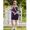 Ekouaer Nightgowns for Women Short Sleeve Sleepshirts Crew Neck Nightshirts Color Block Pajamas Dress Soft Sleepwear(Purple)