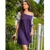 Ekouaer Nightgowns for Women Short Sleeve Sleepshirts Crew Neck Nightshirts Color Block Pajamas Dress Soft Sleepwear(Purple)