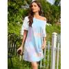 Ekouaer Nightgowns for Women Short Sleeve Sleepshirts Crew Neck Nightshirts Color Block Pajamas Dress Soft Sleepwear(Purple Tie Dye)