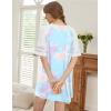 Ekouaer Nightgowns for Women Short Sleeve Sleepshirts Crew Neck Nightshirts Color Block Pajamas Dress Soft Sleepwear(Purple Tie Dye)
