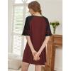 Ekouaer Nightgowns for Women Short Sleeve Sleepshirts Crew Neck Nightshirts Color Block Pajamas Dress Soft Sleepwear(Wine Red)